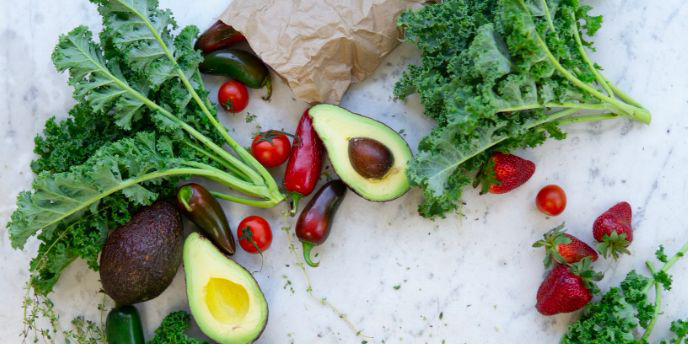 vegetables on a marble table
