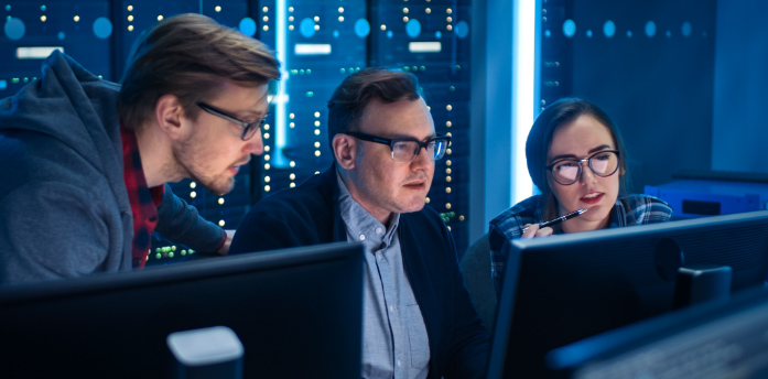 IT Engineers monitoring security measures