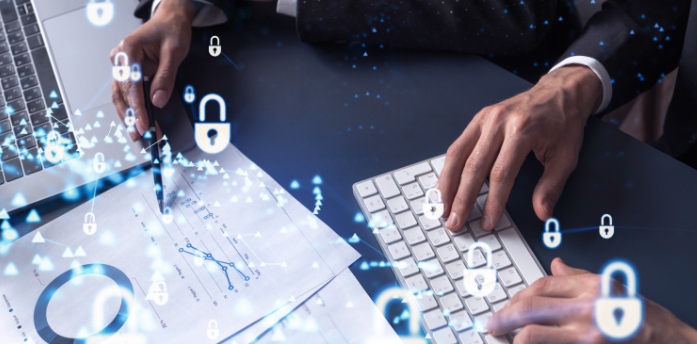 Two people working on a cybersecurity project