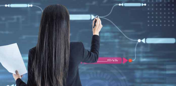 woman handling data flow