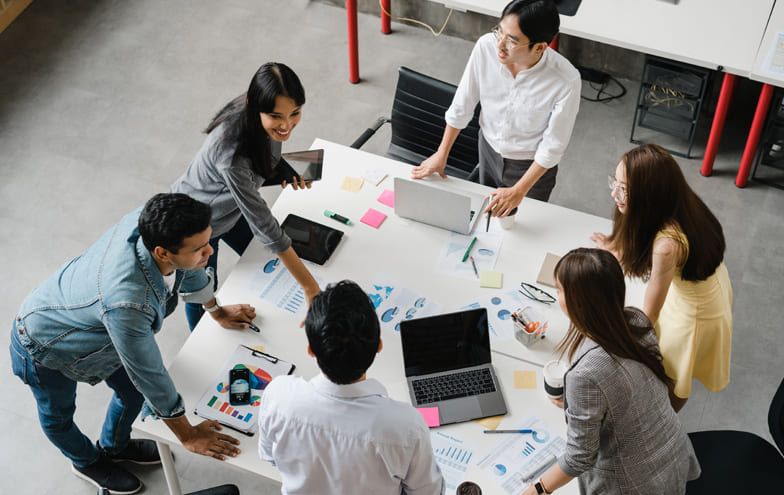 work team thinking of new solutions