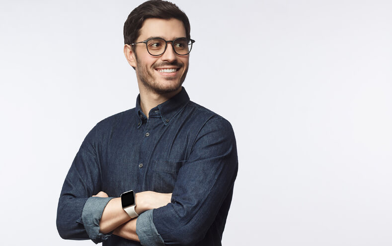 man crossed arms smiling
