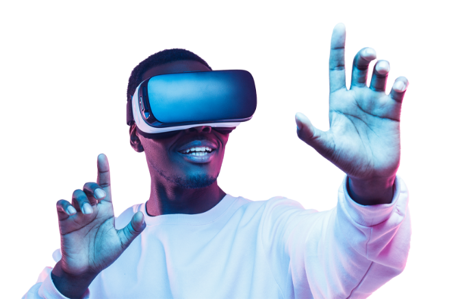 person using a virtual reality device