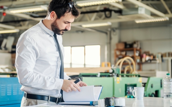 An office worker checking documents
