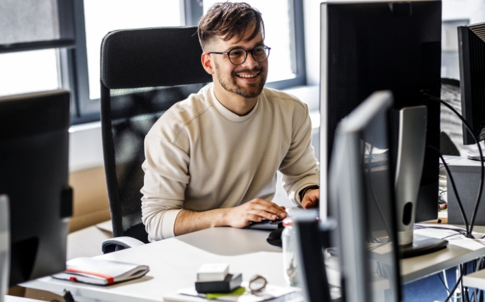 person working with a computer
