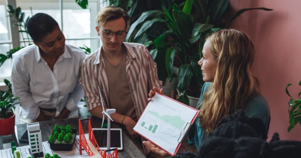 students working on college project