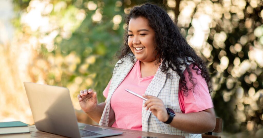 student lady studying online