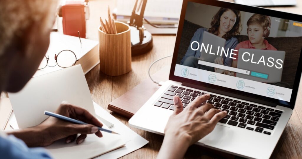 person taking an online class