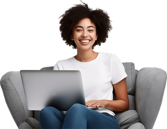 Smiling woman with laptop