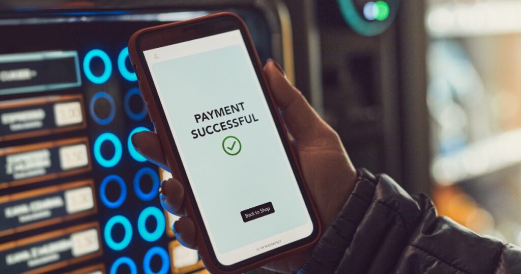 Instant payment confirmed on smartphone screen